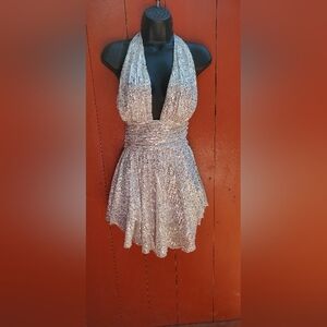 Lucy In The Sky Silver Sequin Romper